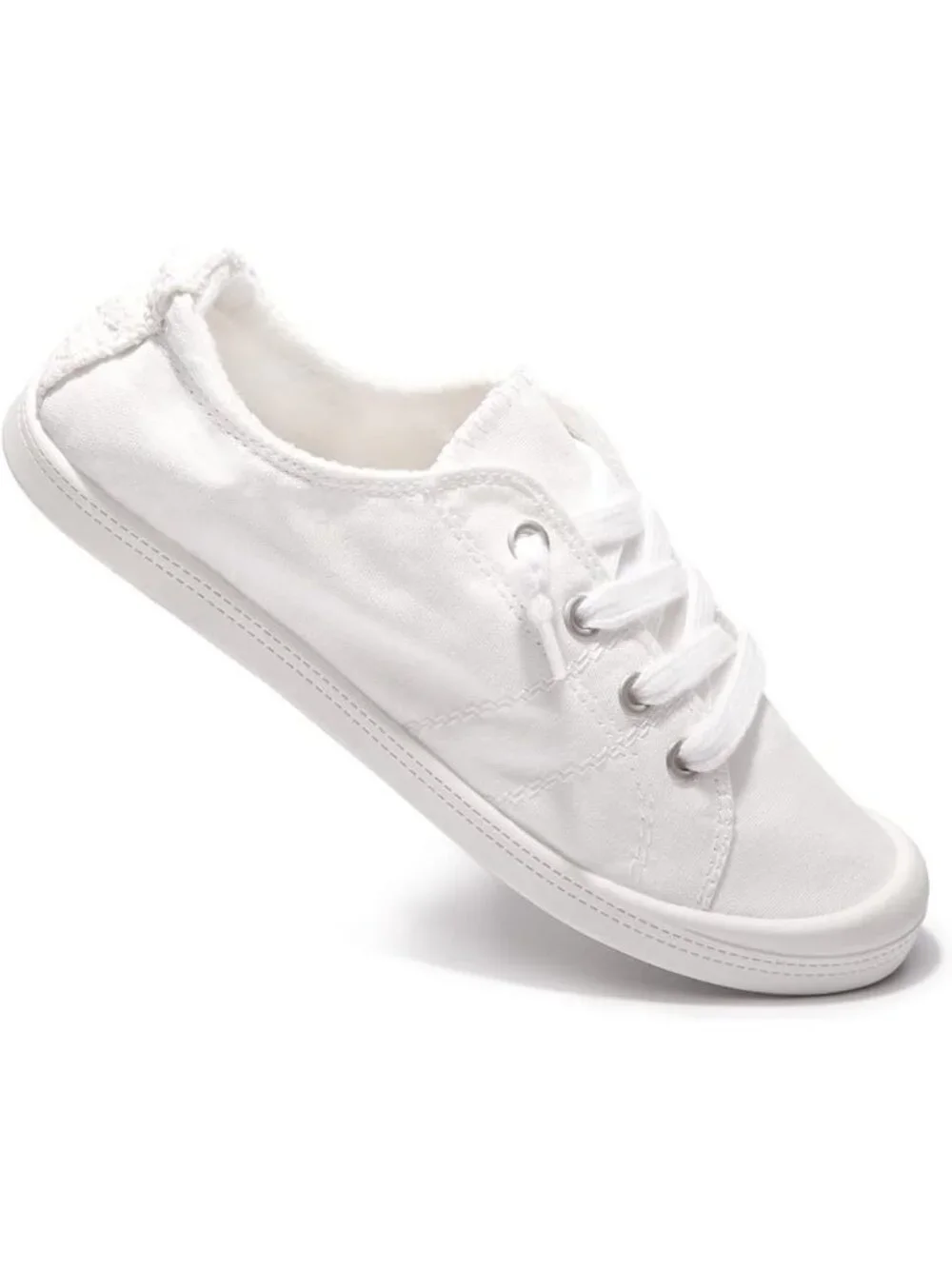 Women's White Tennis Shoes Classic Canvas Low Top Athletic Running Sneakers